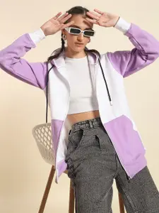 The Roadster Lifestyle Co Women Contrast Regular Zipper Hoodie With 2 Kangaroo Pockets