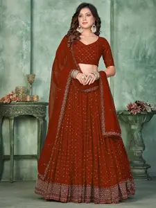 KALINI Embroidered Sequinned Semi-Stitched Lehenga & Unstitched Blouse With Dupatta