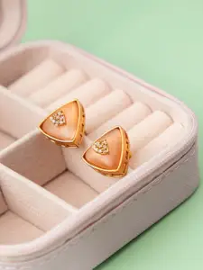 Niscka Gold-Plated Artificial Stones Studded Triangular Shaped Studs