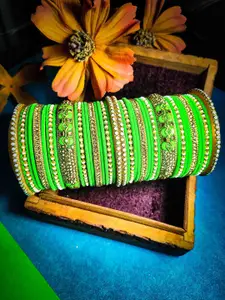 RIJOLI RIJOLI Set Of 42 Gold-Plated Stone Studded & Beaded Bangles