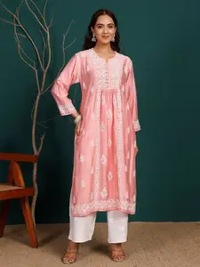 Chowkhat Women Floral Embroidered Fusion Straight Kurtas