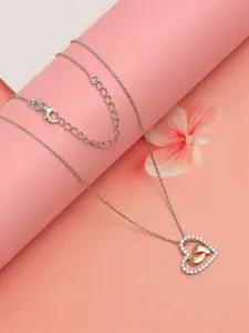 LeCalla 925 Sterling Silver-Plated Happy Mother 's Day Baby Feet Heart Pendant Necklace