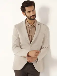 Blackberrys Men Self Design Slim-Fit Single Breasted Blazer