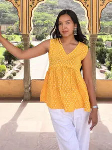 PINGAKSH Women Floral Print Peplum Top