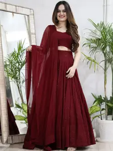 KALINI Embroidered Sequinned Semi-Stitched Lehenga & Unstitched Blouse With Dupatta