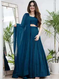 KALINI Embroidered Sequinned Semi-Stitched Lehenga & Unstitched Blouse With Dupatta