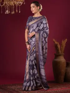 Anouk Floral Zari Silk Blend Sungudi Saree