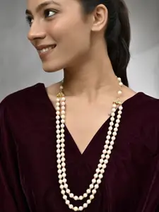 Silvermerc Designs Gold-Plated Double-Strand Pearl Studded Necklace