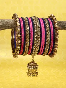 RIJOLI RIJOLI Set Of 42 Gold-Plated Stone Studded & Beaded Bangles