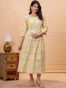 Nayo Women Floral Printed Maternity Maxi Dress