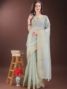 LeeliPeeri Designer Woven Design Zari Organza Saree With Unstitched Blouse Piece