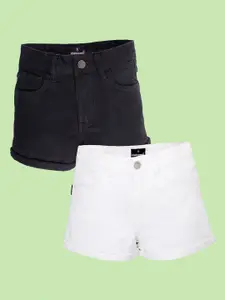 KiddoPanti Girl Pack Of 2 Denim Denim Shorts