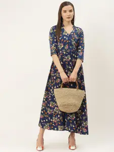 DressBerry Women Floral Print Crepe A-Line Maxi Dress
