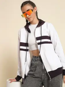 The Roadster Lifestyle Co. Colourblocked Contrast Zipper Hoodie With 2 Side Pockets