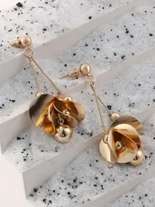 SOHI Gold-Plated Contemporary Jacket Drop Earrings
