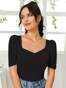 Dream Beauty Fashion Women Sweetheart Neck Puff Sleeve Top