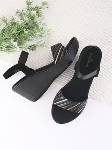 pelle albero Embellished Ethnic Open Toe Wedge Sandals