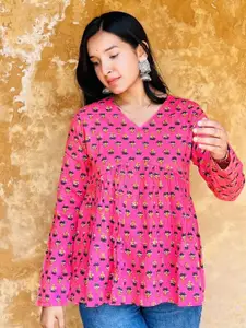 PINGAKSHWoman Floral Print Peplum Top