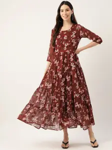 DressBerry Women Floral Print Georgette A-Line Maxi Dress