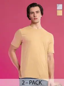 Moda Rapido Pack Of 2 Round Neck Pure Cotton Regular Fit T-shirt