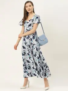 DressBerry Women V-Neck Flared Sleeve A-Line Midi Dress