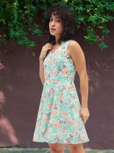 Deewa Women Floral Printed Chiffon A-Line Mini Dress