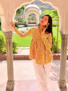 PINGAKSH Women Floral Print Peplum Top