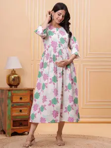 Nayo  Woman Floral Print Maternity Maxi Dress