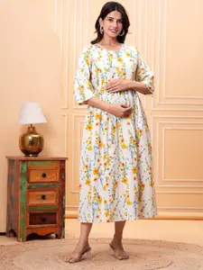 Nayo Women Floral Print Maternity Maxi Dress