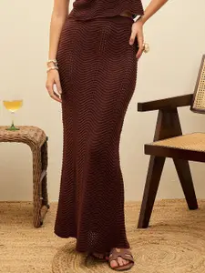 SASSAFRAS Women Crochet Straight Maxi Beach Skirt