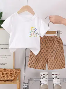 StyleCast x Revolte Boys Printed Round Neck Pure Cotton T-shirt With Shorts