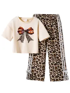 StyleCast x Revolte Girls Animal Printed Tound Neck T shirt With Trousers