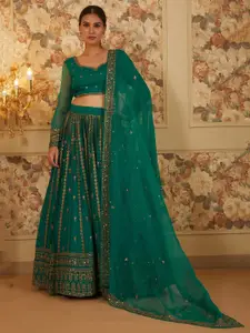 DIVASTRI Embroidered Thread Work Semi-Stitched Lehenga & Unstitched Blouse With Dupatta