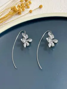 VAGHBHATT Silver-Plated Floral Shaped Drop Earrings