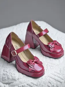 Street Style Store Women PU Block Heels Mules with Bows