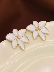 VAGHBHATT Rhodium-Plated Floral Shaped Enamelled Studs
