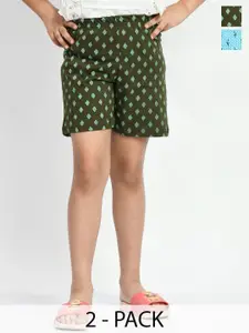 BAESD Girls Printed Mid-Rise Shorts