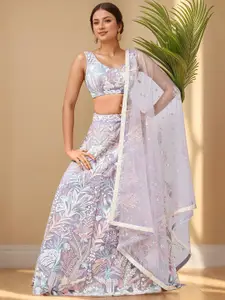 DIVASTRI Embellished Sequinned Semi-Stitched Lehenga & Unstitched Blouse With Dupatta