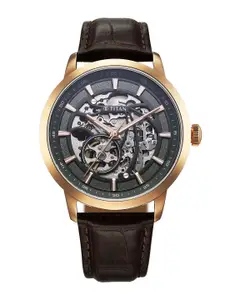 Titan Men Skeleton Dial & Leather Straps Analogue Automatic Motion Powered Watch 90223WL01