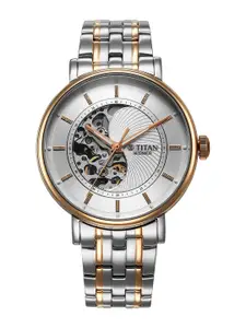 Titan Men Skeleton Dial & Stainless Steel Straps Analogue Automatic Motion Watch
