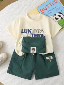 StyleCast x Revolte Boys Printed Round Neck Pure Cotton T-shirt With Shorts