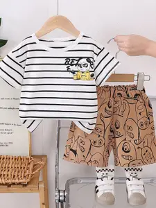 StyleCast x Revolte Boys Striped Pure Cotton T-shirt With Shorts