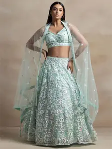 DIVASTRI Embellished Sequinned Semi-Stitched Lehenga & Unstitched Blouse With Dupatta