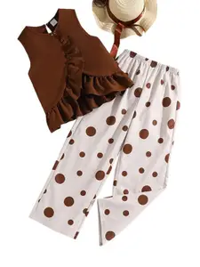 StyleCast x Revolte Girls Tound Neck Ruffle Top & Trousers