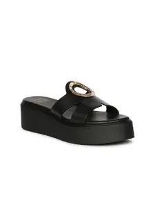 Viviblu Women Colourblocked Leather Flatform Sandals