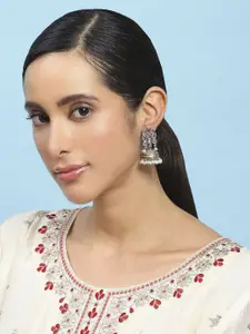 Biba Artificial Stones Studded And Beads Dome Shaped Jhumkas