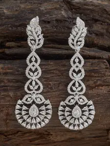 Kushal's Fashion Jewellery Ruby Rhodium Gold-Embellished Bridal Party Zircon Pendant Set