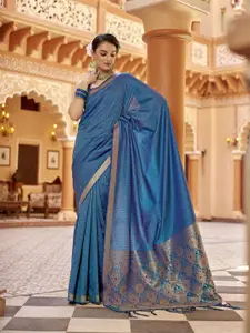elora Striped Woven Design Zari Kanjeevaram Saree With Unstitched Blouse Piece