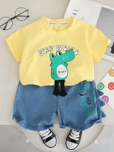 StyleCast x Revolte Boys Printed Pure Cotton T-Shirt with Shorts