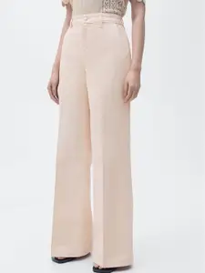 MANGO Women High-Rise Pure Cotton Wide Leg Jeans